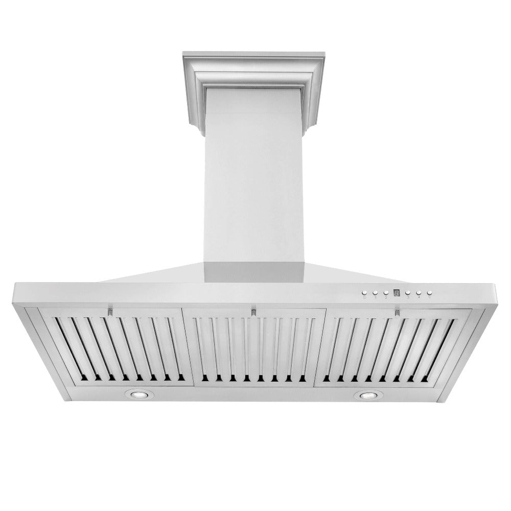 ZLINE 42 in. Convertible Vent Wall Mount Range Hood in Stainless Steel with Crown Molding (KBCRN-42) under.