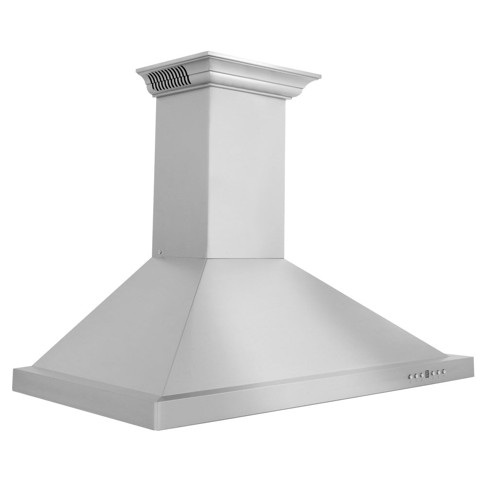 ZLINE 36 in. CrownSound™ Ducted Vent Wall Mount Range Hood in Stainless Steel with Built-in Bluetooth Speakers (KBCRN-BT-36) side.