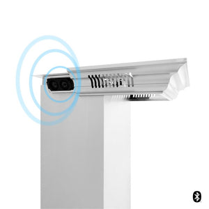 ZLINE 48 in. CrownSound™ Ducted Vent Wall Mount Range Hood in Stainless Steel and Glass with Built-in Bluetooth Speakers (KN4CRN-BT-48)