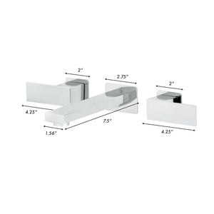 ZLINE Bliss Wall Mount Bath Faucet in Chrome (BLS-BFW-CH) dimensional diagram.