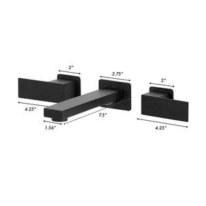 ZLINE Bliss Wall Mount Bath Faucet in Matte Black (BLS-BFW-MB) dimensional diagram.