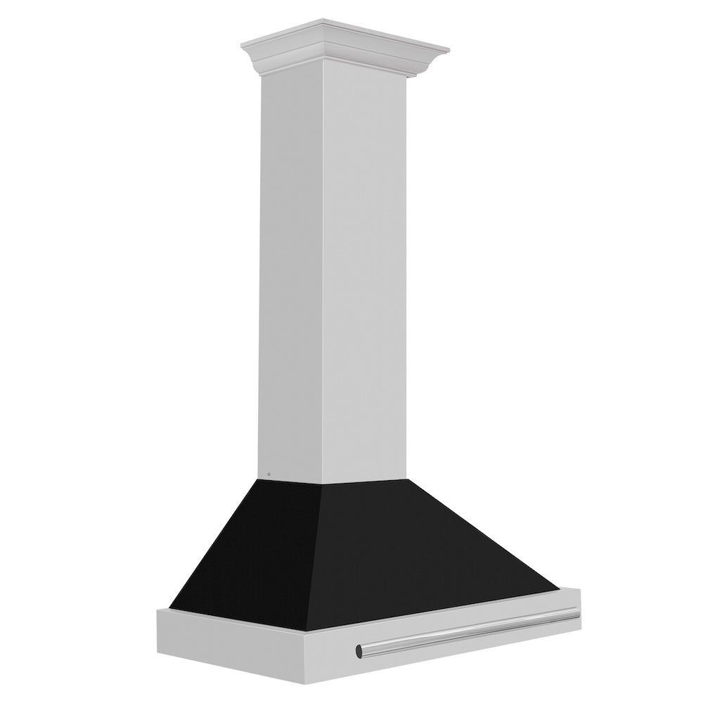 ZLINE 30 in. Convertible Stainless Steel Range Hood with Black Matte Shell and Stainless Steel Handle (KB4STX-BLM-30) side.