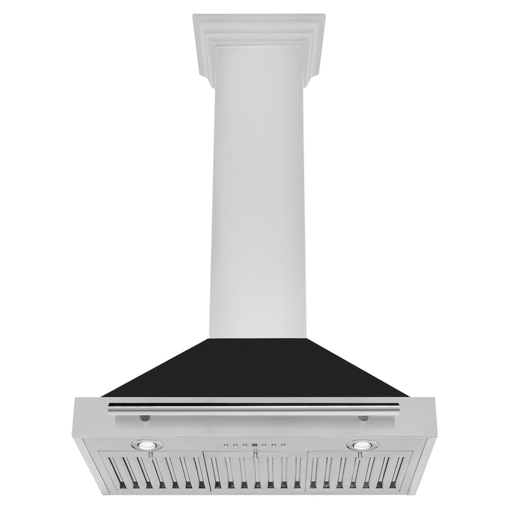 ZLINE 30 in. Convertible Stainless Steel Range Hood with Black Matte Shell and Stainless Steel Handle (KB4STX-BLM-30) under.