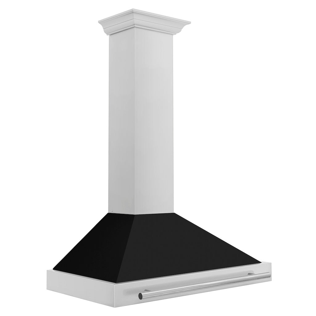 ZLINE Convertible Stainless Steel Range Hood with Black Matte Shell and Stainless Steel Handle (KB4STX-BLM) 36 Inch side.