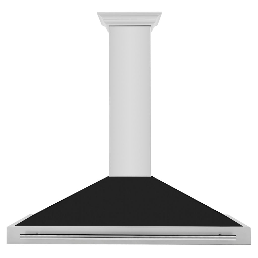 ZLINE Convertible Stainless Steel Range Hood with Black Matte Shell and Stainless Steel Handle (KB4STX-BLM) front.