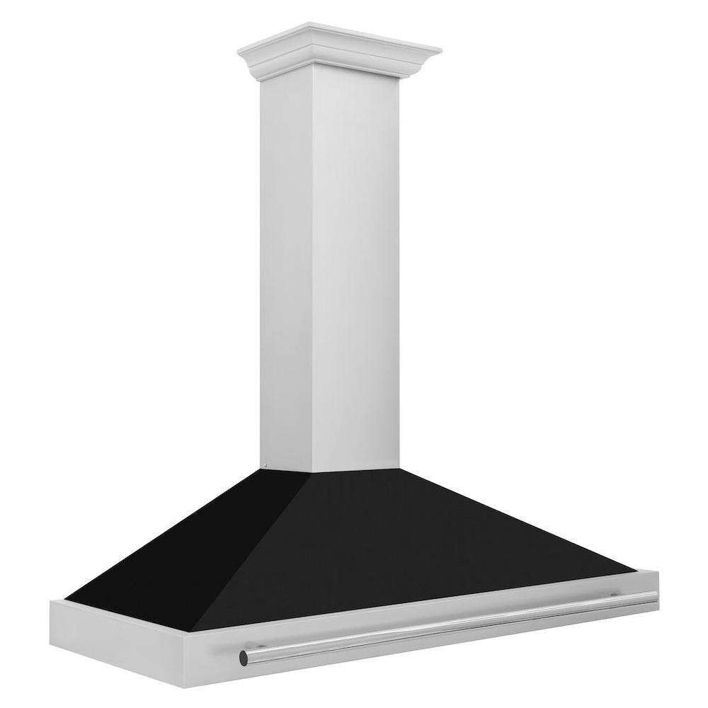 ZLINE 48 in. Convertible Stainless Steel Range Hood with Black Matte Shell and Stainless Steel Handle (KB4STX-BLM-48) side.