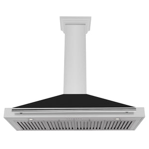 ZLINE Convertible Stainless Steel Range Hood with Black Matte Shell and Stainless Steel Handle (KB4STX-BLM) front, under.