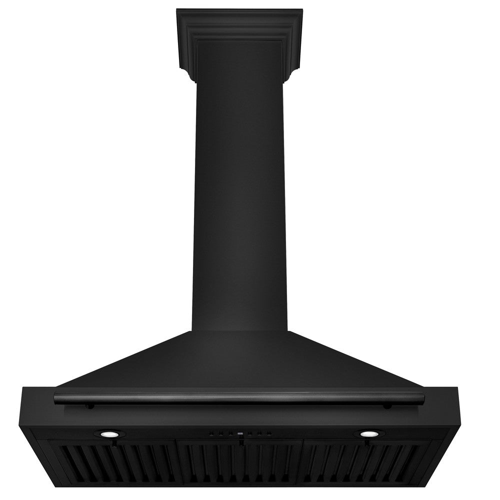 ZLINE 36 in. Convertible Black Stainless Steel Wall Mount Range Hood With Black Stainless Steel Handle (BSKB4X-36) front, under.