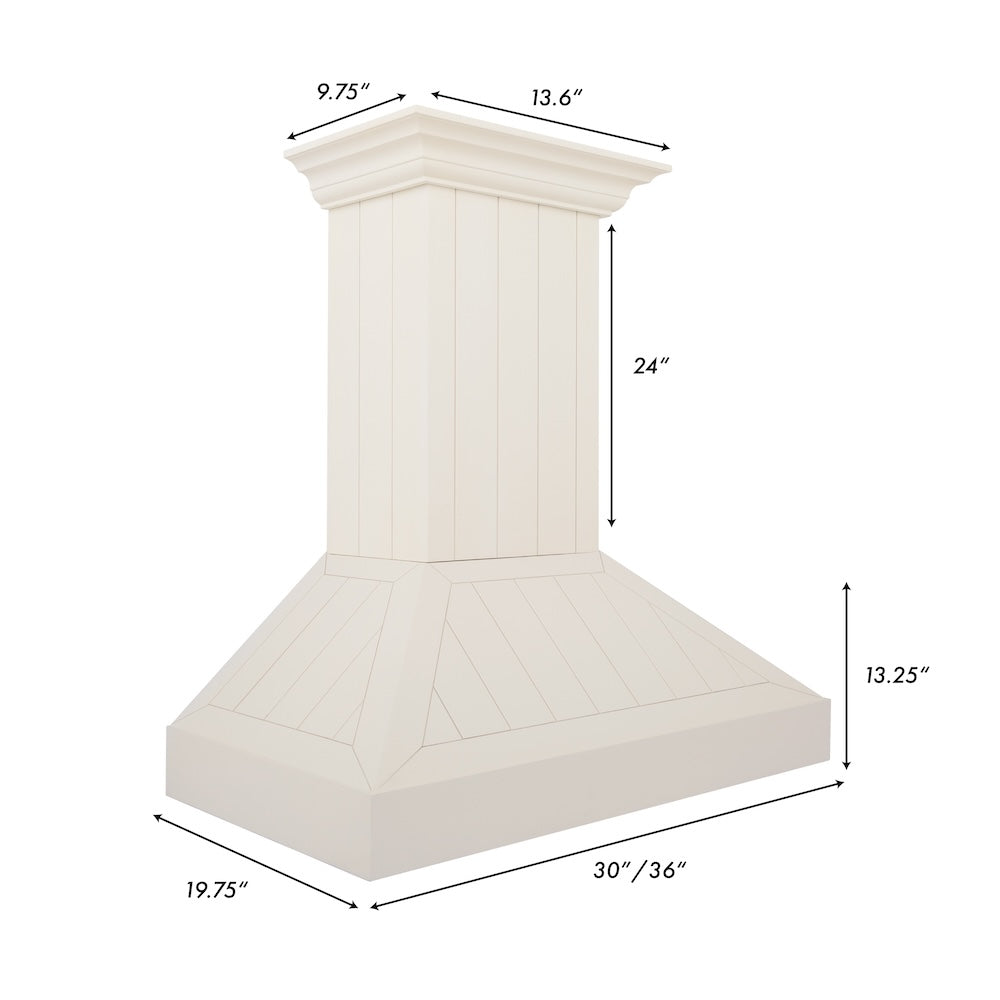 ZLINE 30 in. Ducted Vent Wooden Wall Mount Range Hood in Cottage White (KPTT-30)