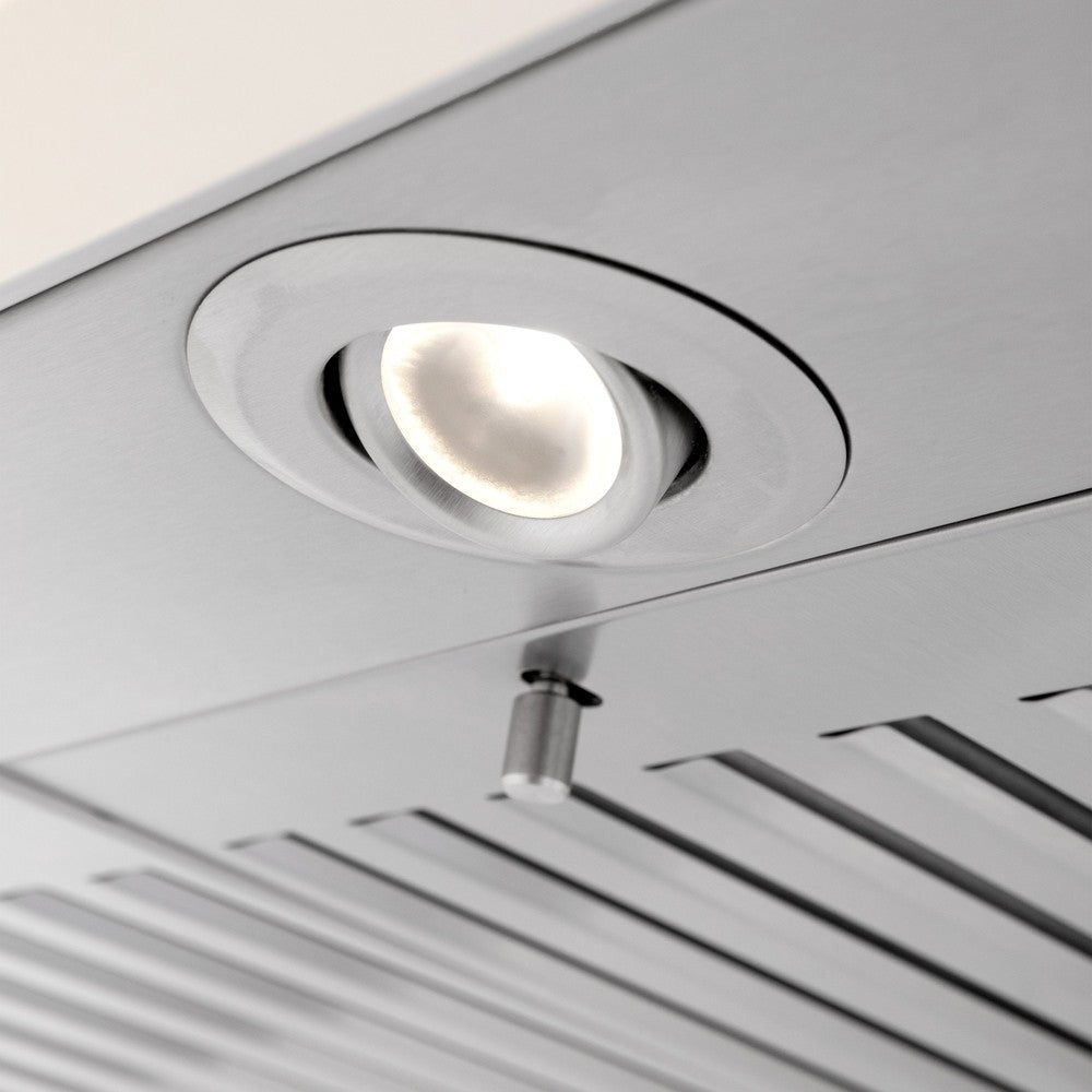 ZLINE 48 in. Ducted Vent Wooden Convertible Vent Wall Mount Range Hood in Cottage White (KPTT-48) built-in lighting.