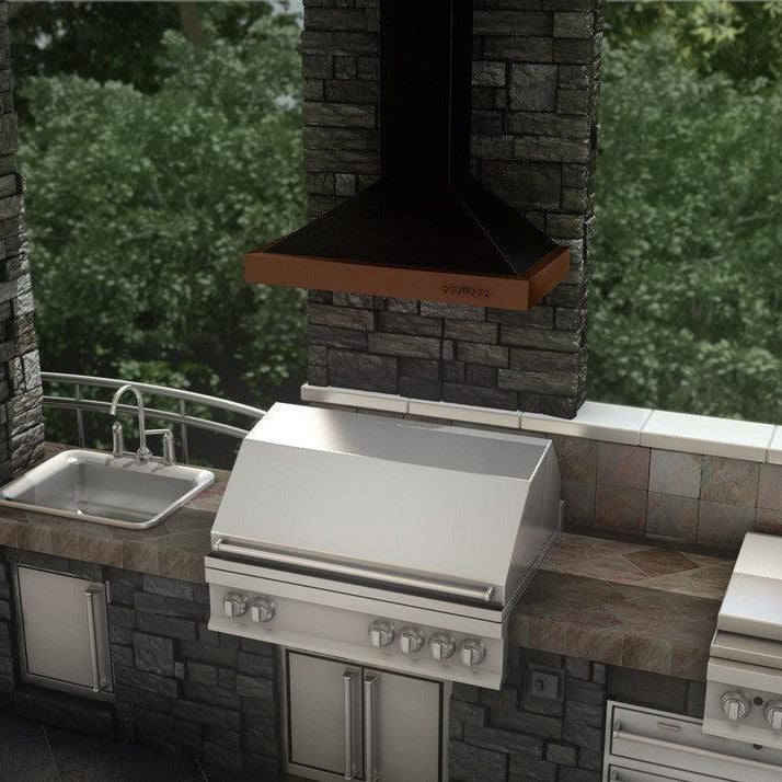 ZLINE 36 in. Convertible Vent Designer Series Wall Mount Range Hood in Oil-Rubbed Bronze with Copper Bands (KB2-BCXXX-36)