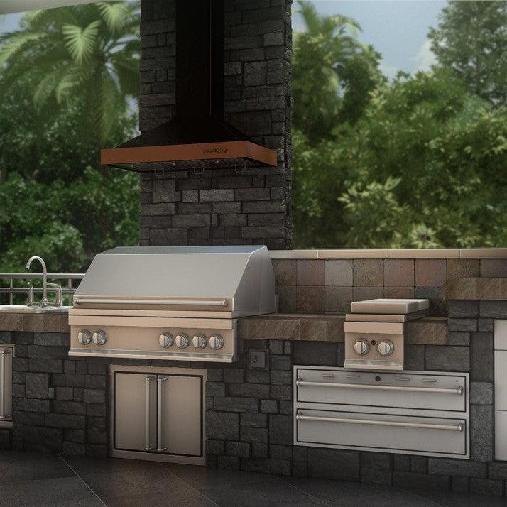 ZLINE 30 in. Convertible Vent Designer Series Wall Mount Range Hood in Oil-Rubbed Bronze with Copper Bands (KB2-BCXXX-30)