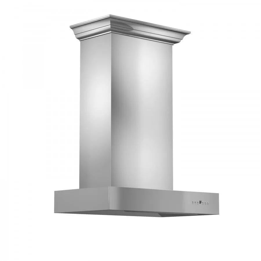 ZLINE 30 in. Professional Wall Mount Range Hood In Stainless Steel With Crown Molding (KECOMCRN-30) main image.