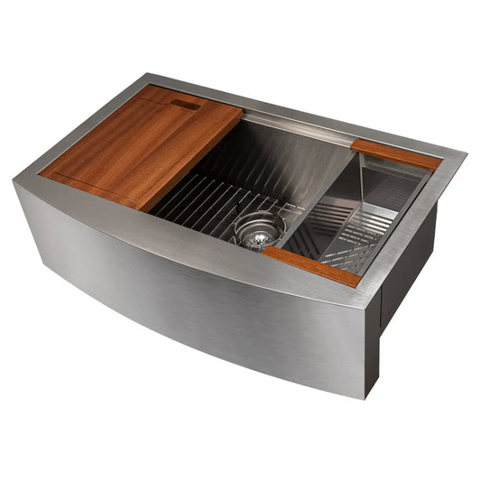 ZLINE 33 in. Moritz Farmhouse Apron Mount Single Bowl Stainless Steel Kitchen Sink with Bottom Grid and Accessories (SLSAP-33) main image.