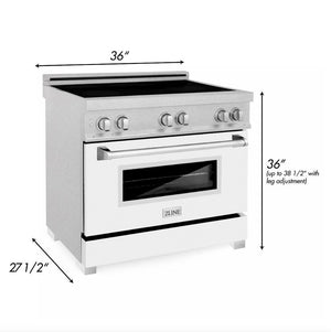  ZLINE 36 in. Induction Range in Fingerprint Resistant Stainless Steel with White Matte Door (RAINDS-WM-36) Dimensions and Measurements