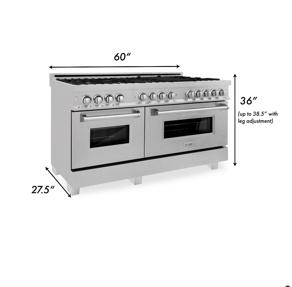 ZLINE 60 in. 7.4 cu. ft. Dual Fuel Range with Gas Stove and Electric Oven in Fingerprint Resistant Stainless Steel with Brass Burners (RAS-SN-BR-60)-Ranges-RAS-SN-BR-60 ZLINE Kitchen and Bath