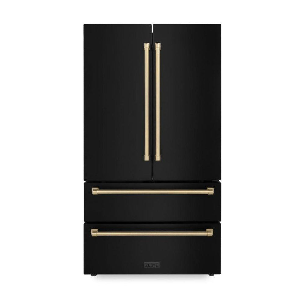 ZLINE Autograph Edition Black Stainless Refrigerator with Bronze ...