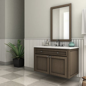 ZLINE Bliss Bath Faucet in Matte Black (BLS-BF-MB) on a luxury bathroom vanity, side.