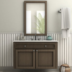 ZLINE Bliss Widespread Bath Faucet in Matte Black (BLS-BF-MB) on a luxury bathroom vanity, center.