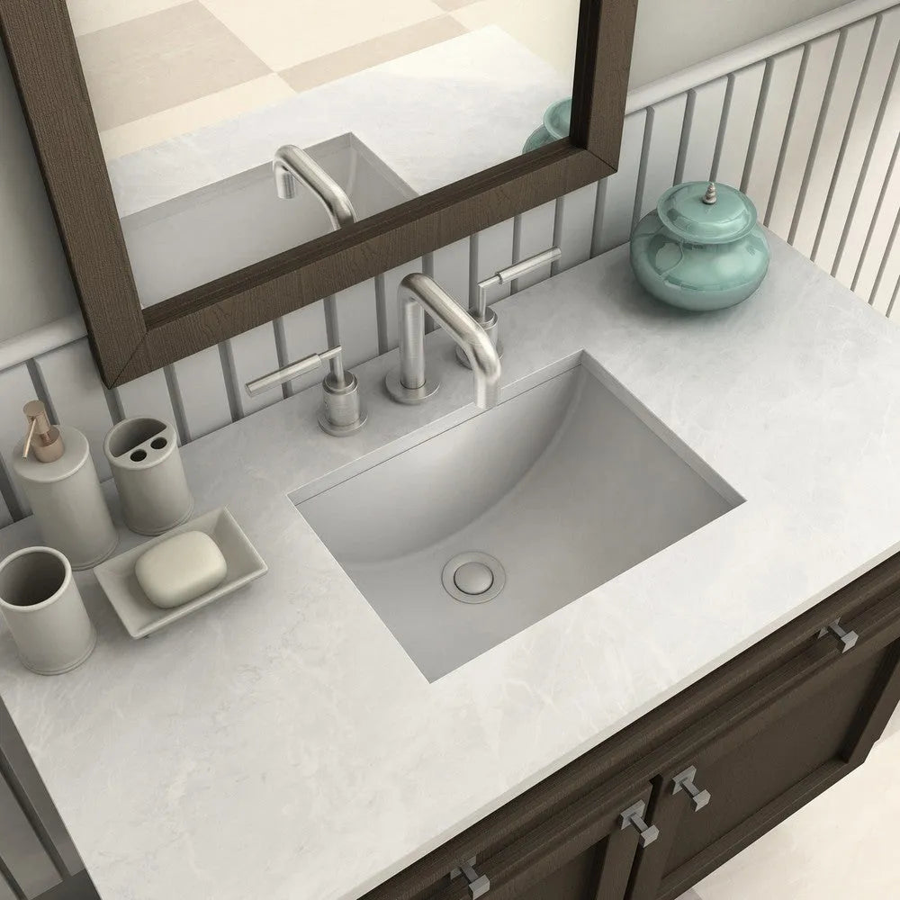 ZLINE El Dorado Widespread Bath Faucet in Brushed Nickel (ELD-BF-BN) on a luxury bathroom vanity, above.