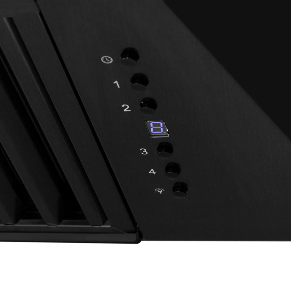 ZLINE 36 in. Ducted Vent Black Stainless Steel Wall Mount Range Hood (BS655N-36) buttons.