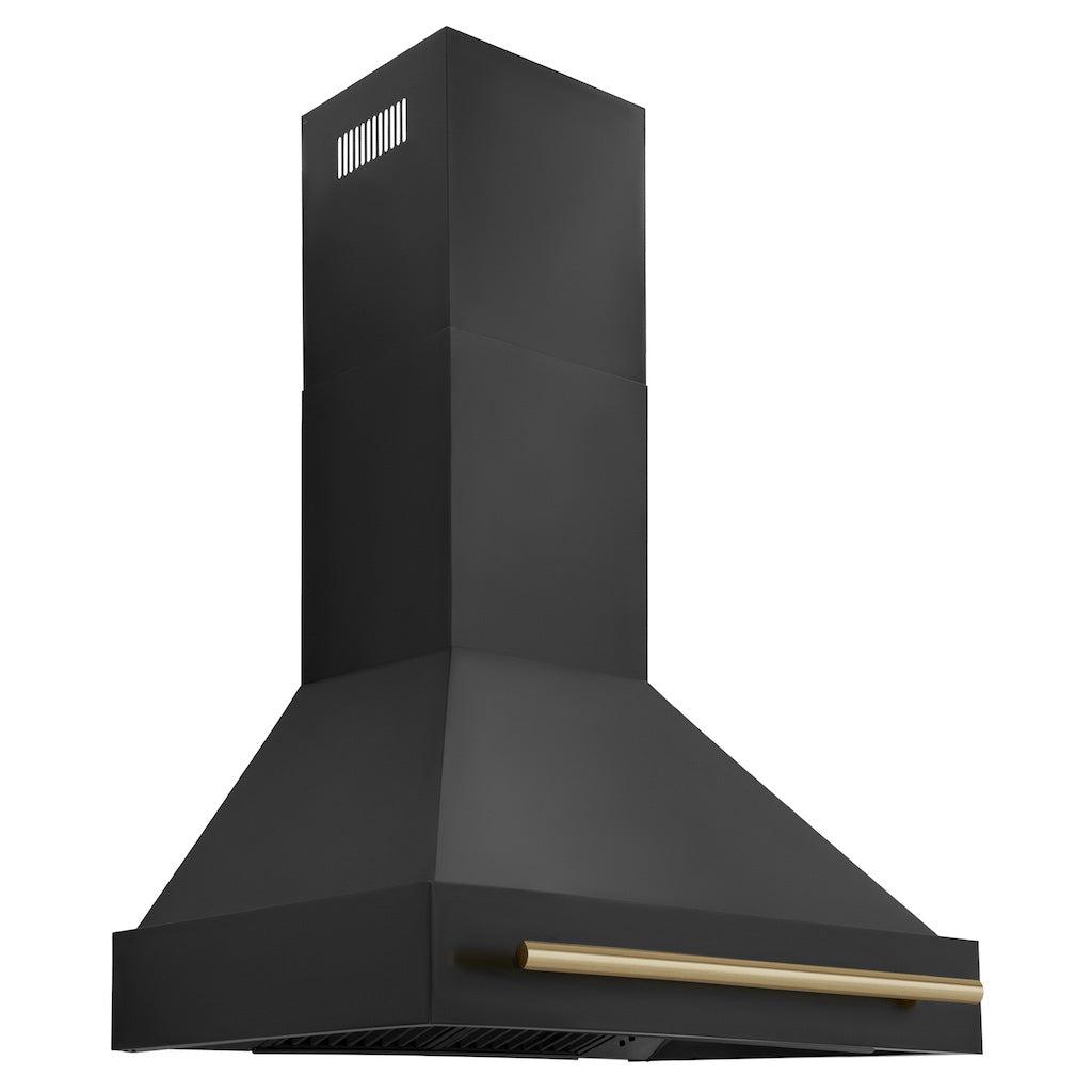 ZLINE Autograph Edition 30 in. Black Stainless Steel Range Hood with Accent Handle (BS655Z-30) 