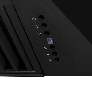 ZLINE Autograph Edition 36 in. Black Stainless Steel Range Hood with Champagne Bronze Handle (BS655Z-36-CB) buttons.