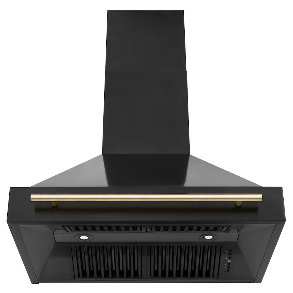 ZLINE 36 in. Black Stainless Steel Range Hood with Polished Gold Handle (BS655Z-36-G) under.