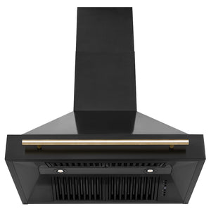 ZLINE 36 in. Black Stainless Steel Range Hood with Polished Gold Handle (BS655Z-36-G) under.