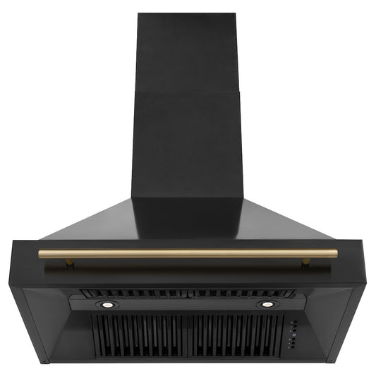 ZLINE Autograph Edition 36 in. Black Stainless Steel Range Hood with Champagne Bronze Handle (BS655Z-36-CB) under.