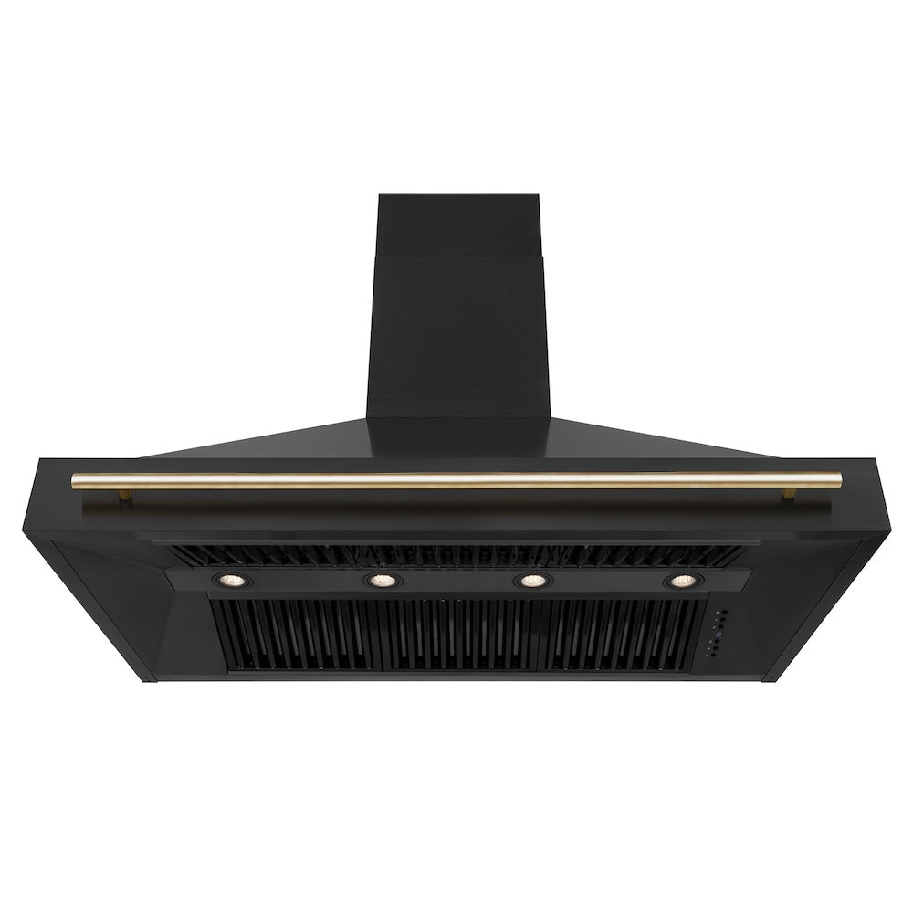 ZLINE 48 in. Black Stainless Steel Range Hood with Polished Gold Handle (BS655Z-48-G) under.