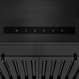 ZLINE 24 in. Convertible Vent Wall Mount Range Hood in Black Stainless Steel with Crown Molding (BSKENCRN-24)