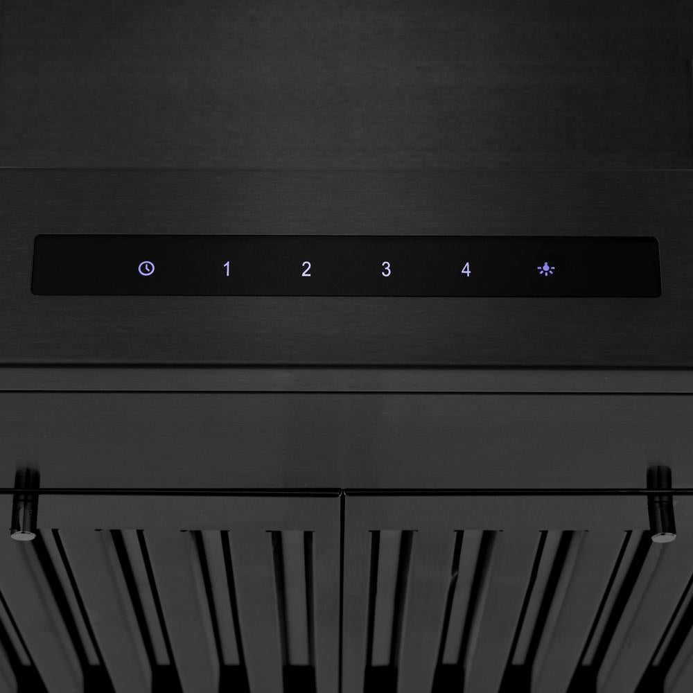 ZLINE 36 in. Convertible Vent Wall Mount Range Hood in Black Stainless Steel with Crown Molding (BSKENCRN-36)