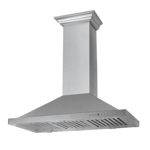 ZLINE Designer Series Satin Stainless Steel Wall Mount Range Hood (8KBS), side under.