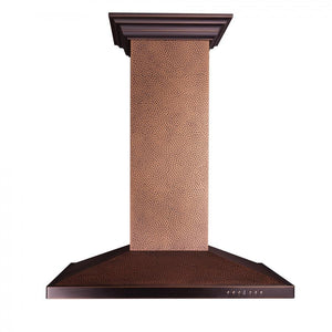 ZLINE 36 in. Designer Series Hand Hammered Copper Convertible Vent Island Mount Range Hood (8GL2Hi-36)