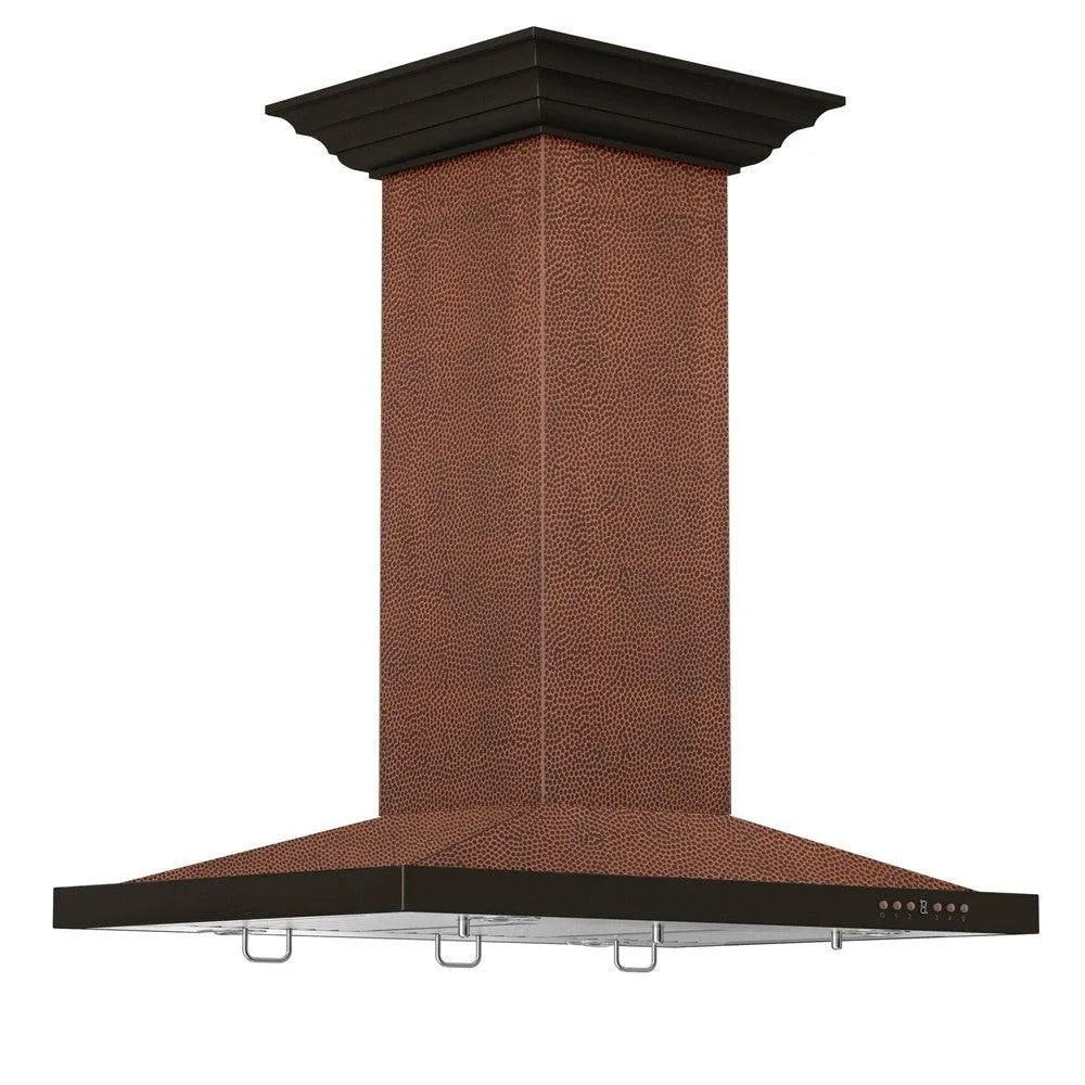 ZLINE 36 in. Designer Series Hand Hammered Copper Convertible Vent Island Mount Range Hood (8GL2Hi-36)