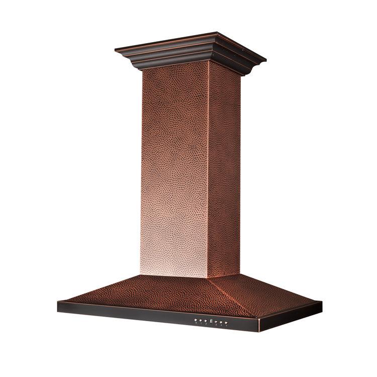ZLINE 36 in. Designer Series Hand Hammered Copper Convertible Vent Island Mount Range Hood (8GL2Hi-36)