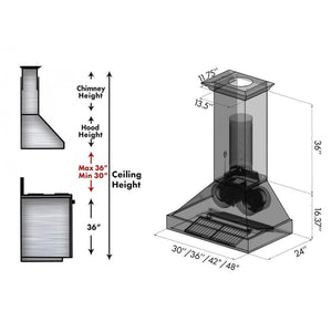 ZLINE 30 in. Convertible Vent Designer Series Wall Mount Range Hood in Hand-Hammered Copper and Oil-Rubbed Bronze (655-HBXXX-30)