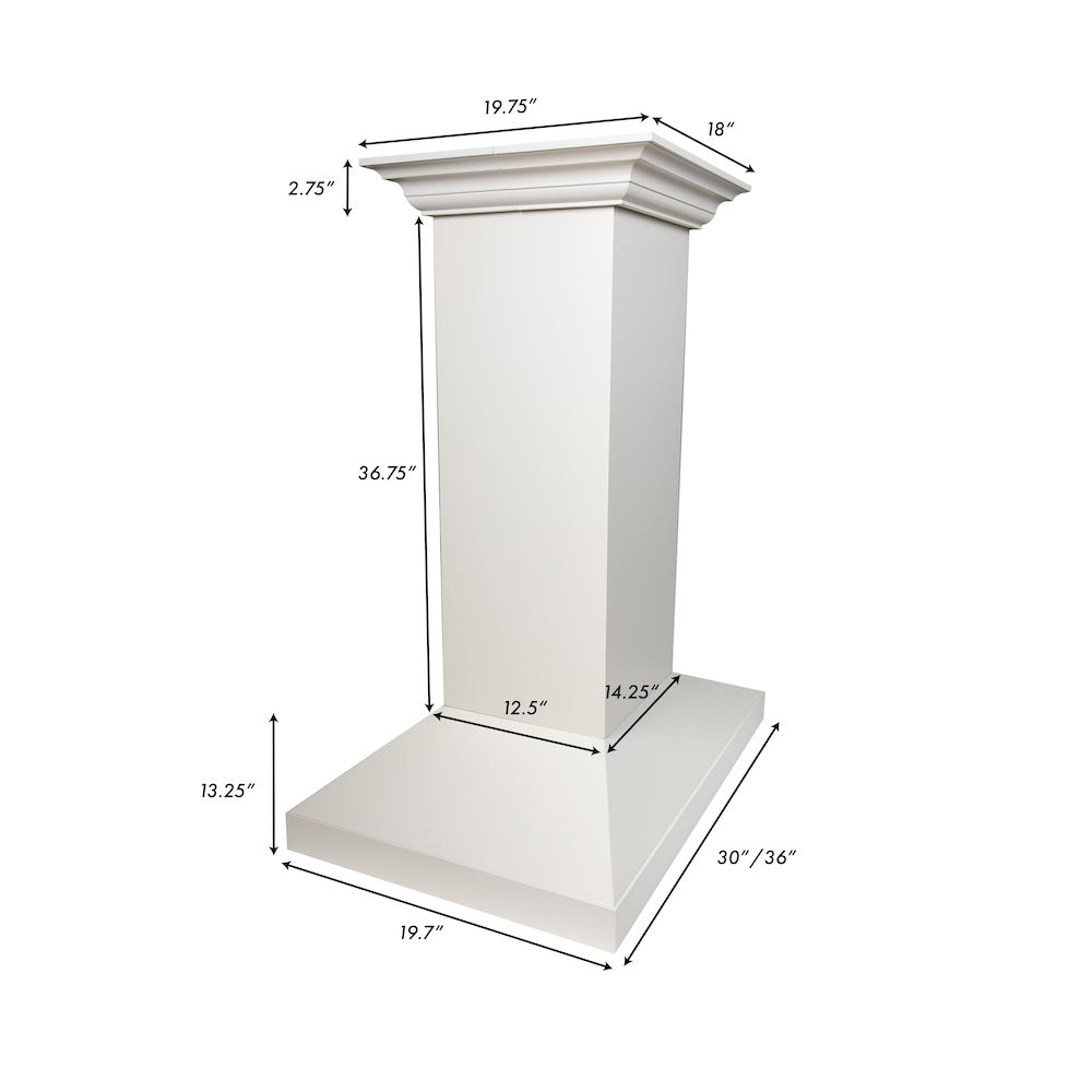 ZLINE 36 in. Convertible Vent Wooden Island Mount Range Hood in Cottage White (KBiTT-36)
