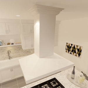 ZLINE 36 in. Convertible Vent Wooden Island Mount Range Hood in Cottage White (KBiTT-36)