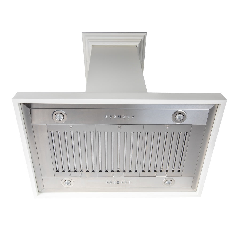 ZLINE 36 in. Convertible Vent Wooden Island Mount Range Hood in Cottage White (KBiTT-36)