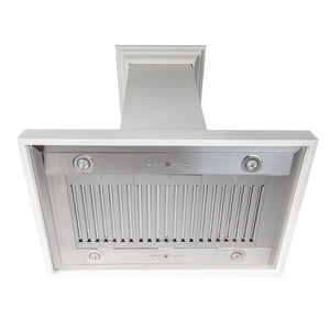 ZLINE 36 in. Convertible Vent Wooden Island Mount Range Hood in Cottage White (KBiTT-36)