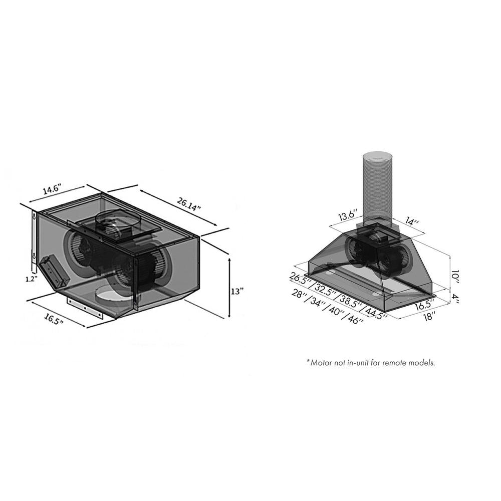 ZLINE 46 in. Ducted Remote Blower Range Hood Insert in Stainless Steel (698-RD-46)
