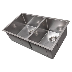 ZLINE Chamonix 33 in. Undermount Double Bowl Scratch Resistant Stainless Steel Kitchen Sink with Bottom Grid (SR60D-33S)