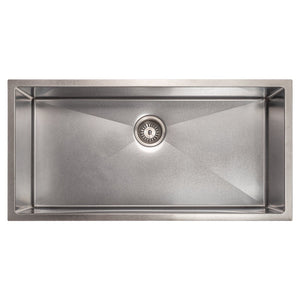 ZLINE Meribel 36 in. Undermount Single Bowl Scratch Resistant Stainless Steel Kitchen Sink with Bottom Grid (SRS-36S) overhead, no grate.