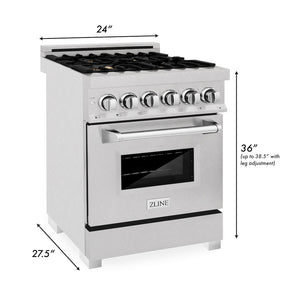 ZLINE 24 in. 2.8 cu. ft. Legacy Dual Fuel Range with Gas Cooktop and Electric Convection Oven in Satin Stainless Steel with 4 Brass Burners (RAS-SN-BR-24)