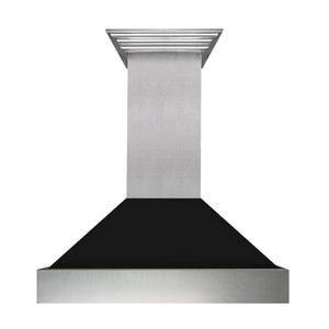 ZLINE 36 in. Ducted Satin Stainless Steel Wall Mount Range Hood with Black Matte Shell (8654BLM-36)