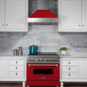 ZLINE 30 in. Ducted Satin Stainless Steel Wall Mount Range Hood with Red Matte Shell (8654RM-30)