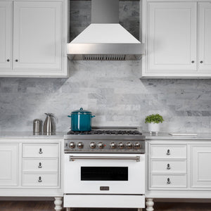 ZLINE 48 in. Ducted Satin Stainless Steel Wall Mount Range Hood with White Matte Shell (8654WM-48)