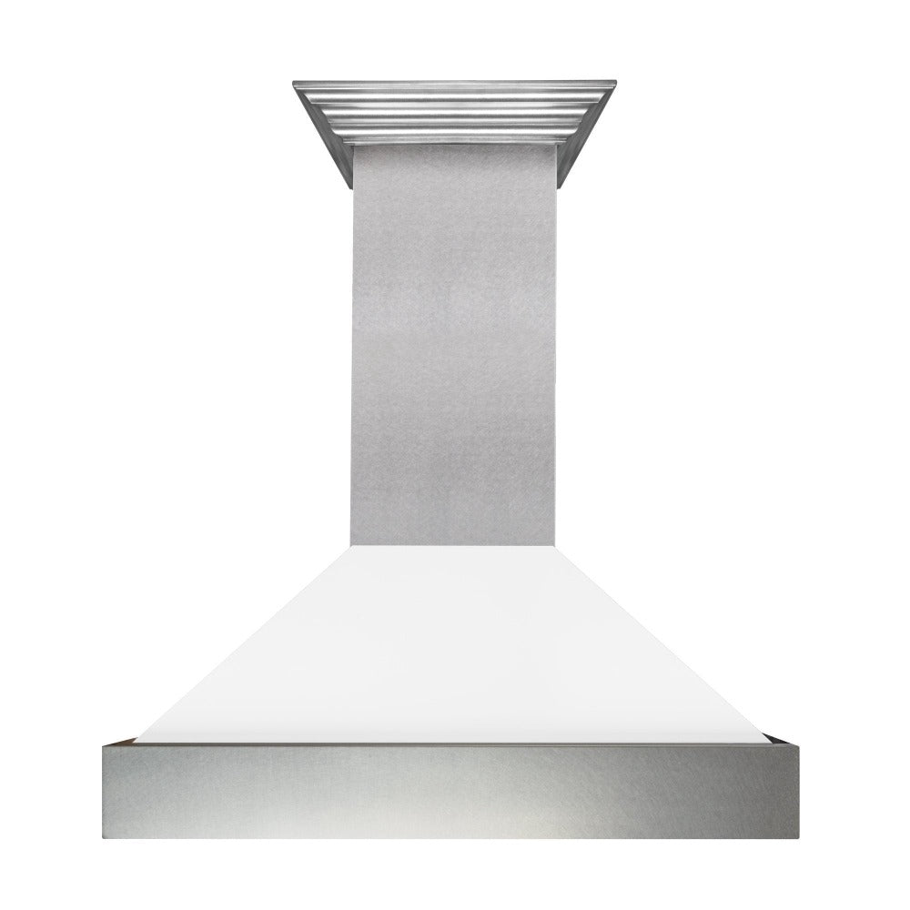ZLINE 30 in. Ducted Satin Stainless Steel Wall Mount Range Hood with White Matte Shell (8654WM-30)